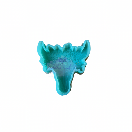Bull Skull W/ Floral Headband Freshie Silicone Mold