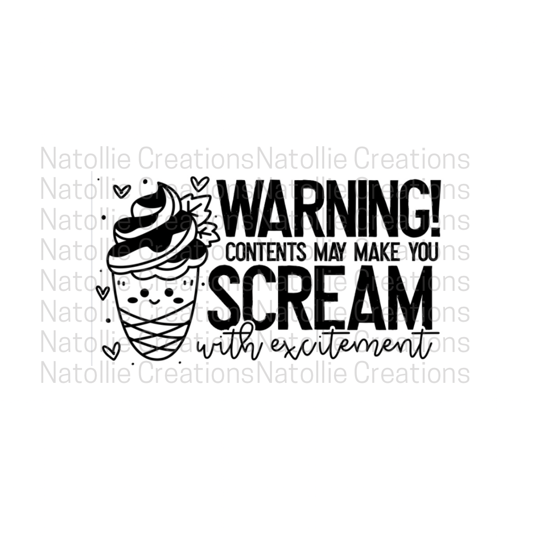 Warning Scream With Excitement Ice Cream - Thermal Label